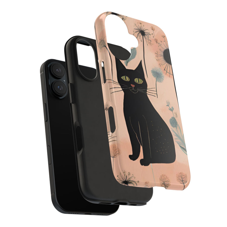 Tough iPhone Case - Black Cats and Dandelions