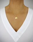 Short 18K Gold Plated Seashell Necklace with Crystal Charm