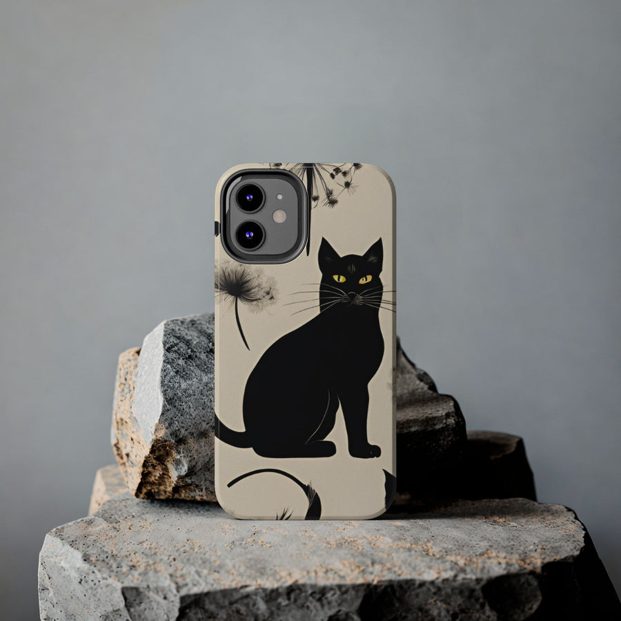 Tough iPhone Case - Black Cats and Dandelions