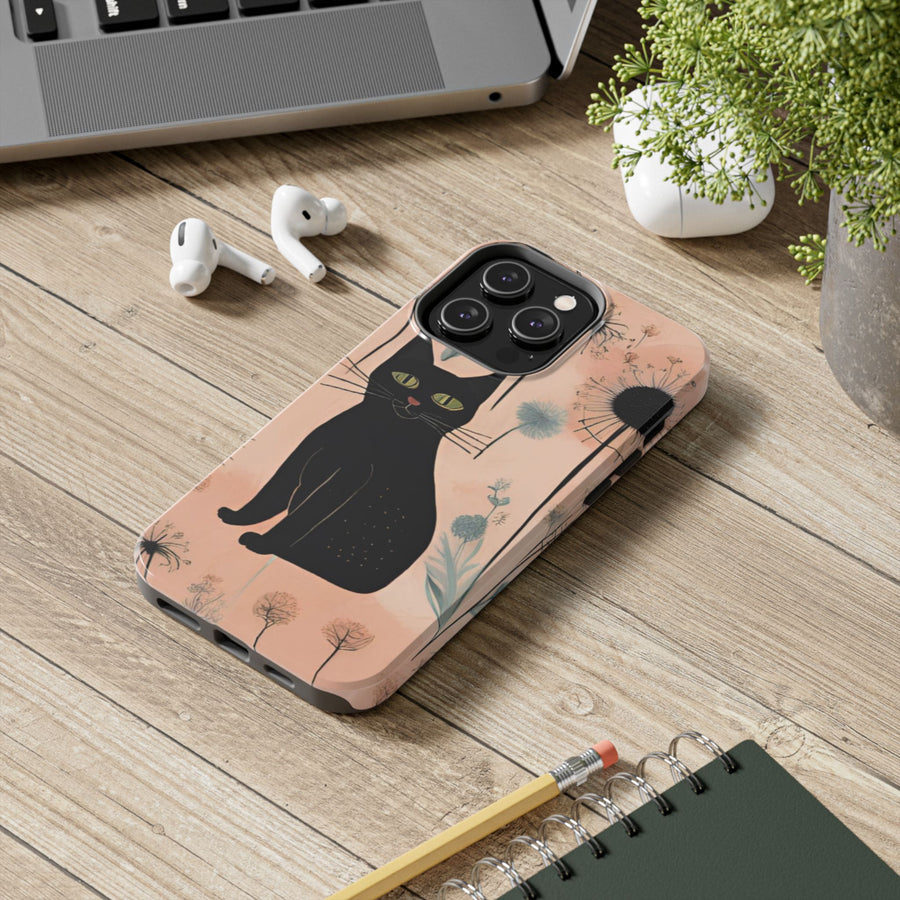 Tough iPhone Case - Black Cats and Dandelions