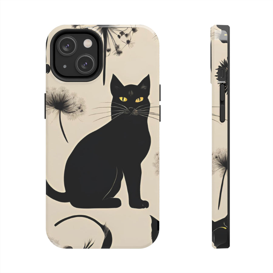 Tough iPhone Case - Black Cats and Dandelions