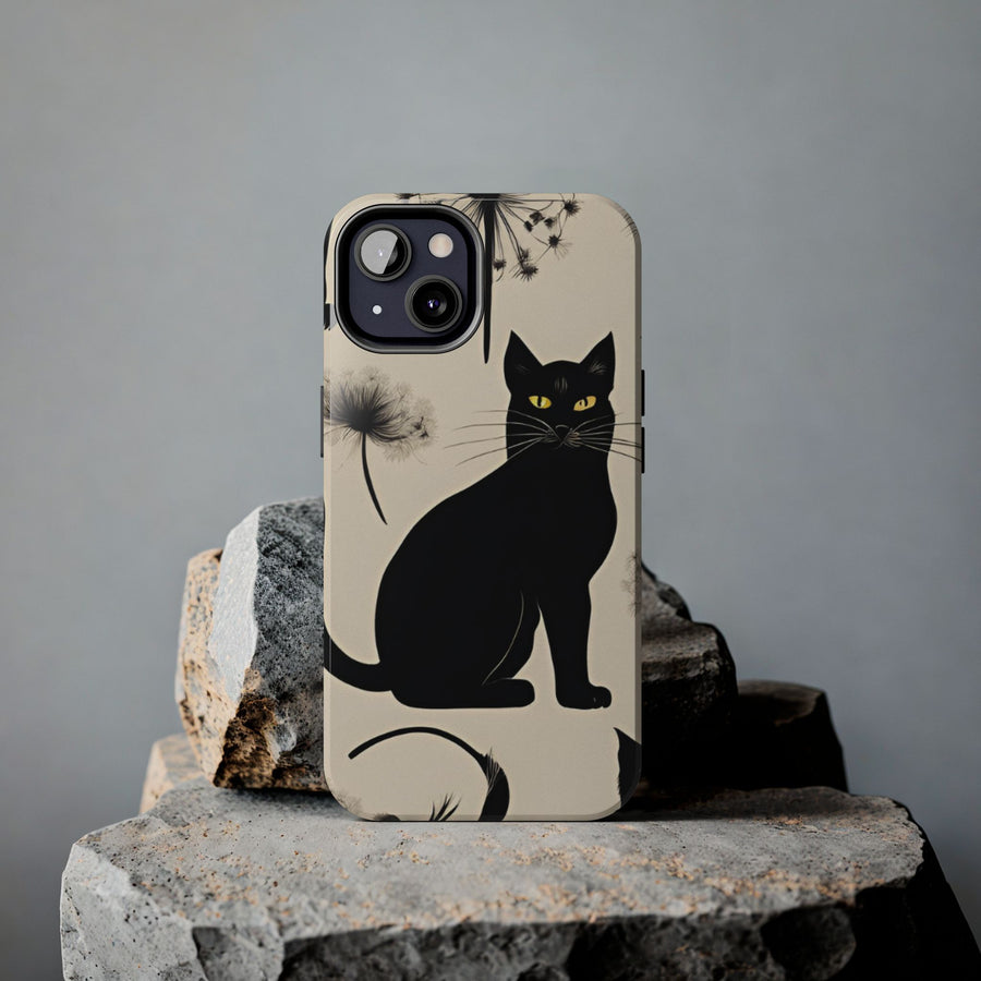 Tough iPhone Case - Black Cats and Dandelions