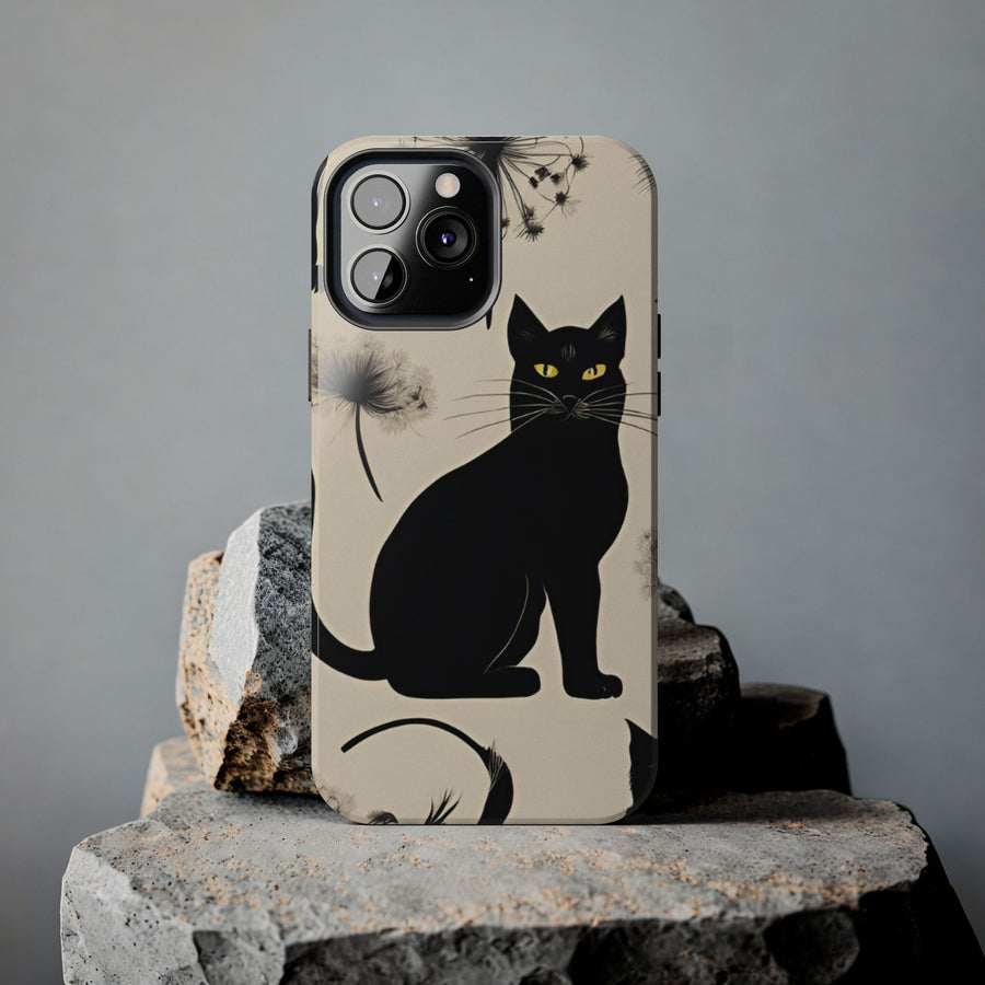 Tough iPhone Case - Black Cats and Dandelions