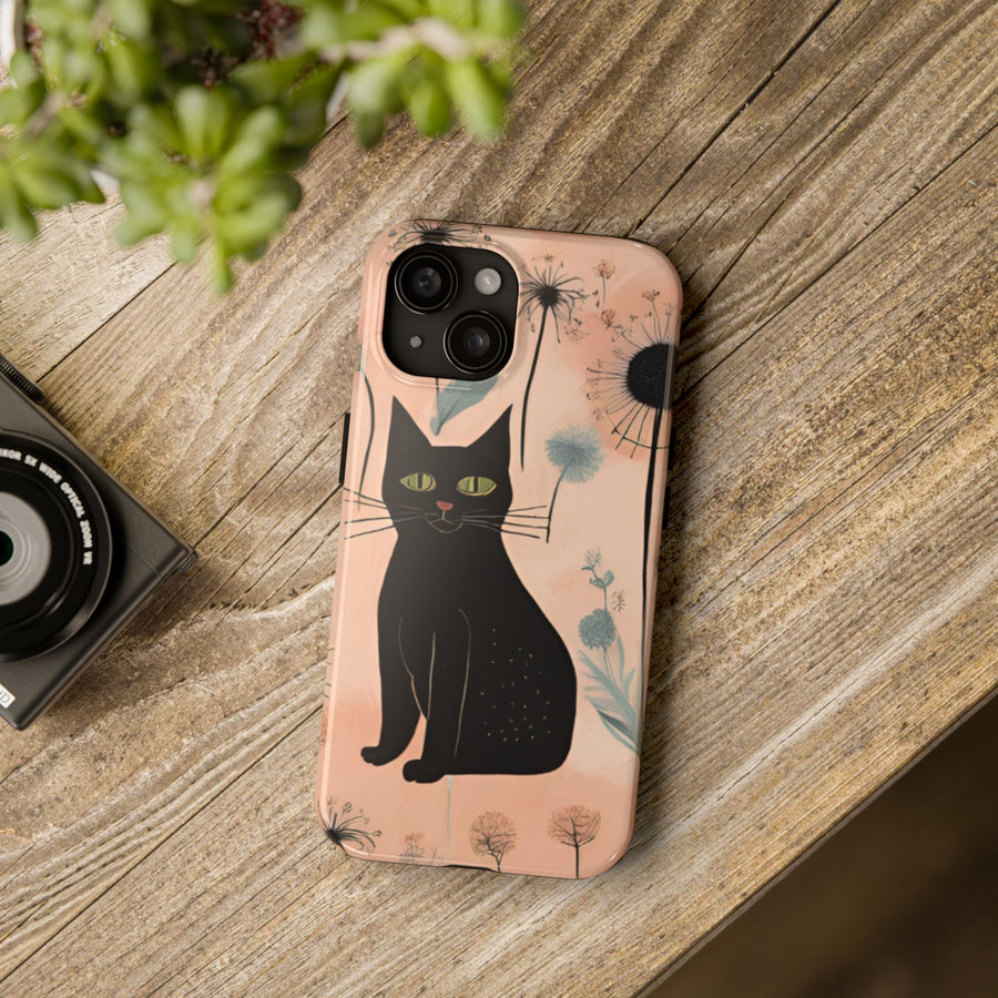 Tough iPhone Case - Black Cats and Dandelions