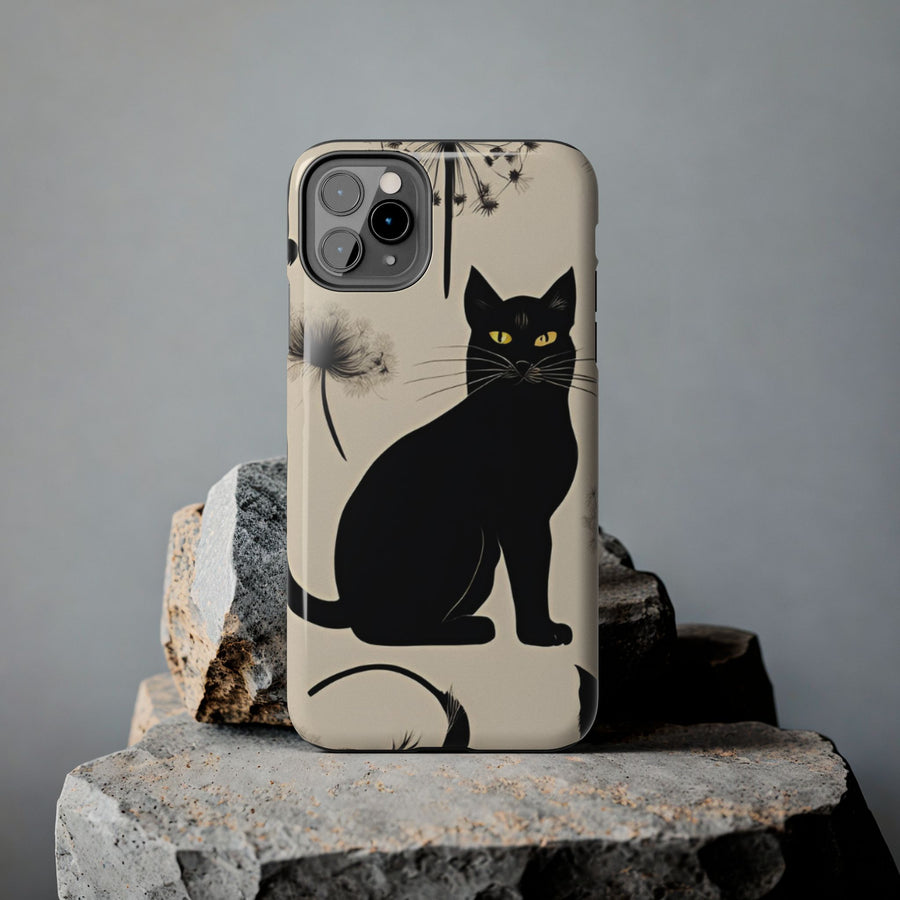 Tough iPhone Case - Black Cats and Dandelions