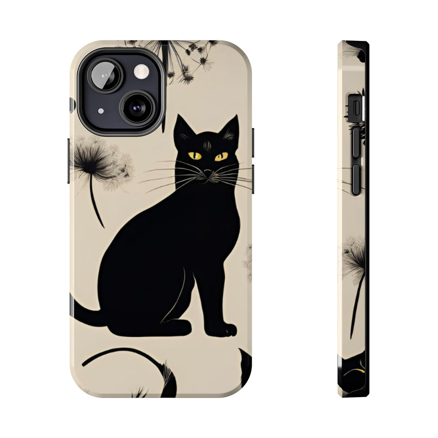 Tough iPhone Case - Black Cats and Dandelions