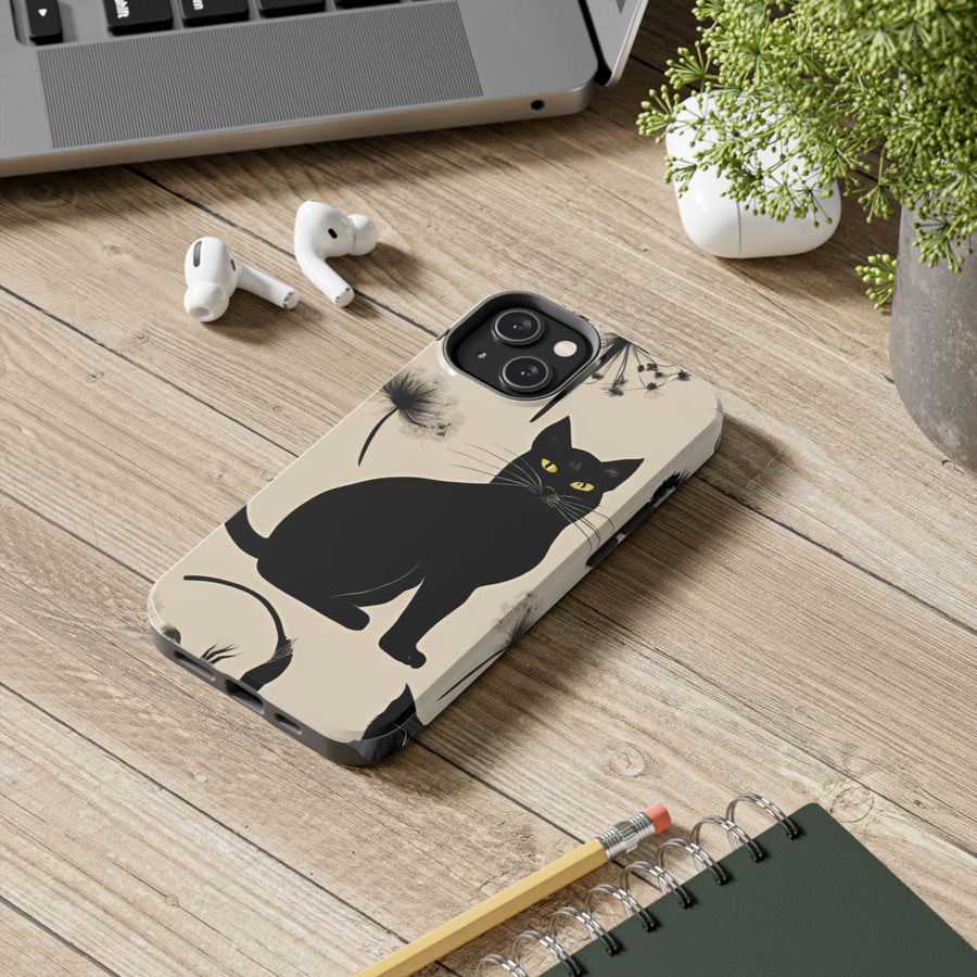 Tough iPhone Case - Black Cats and Dandelions