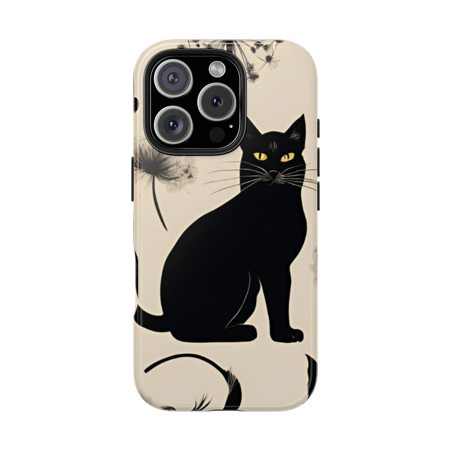 Tough iPhone Case - Black Cats and Dandelions