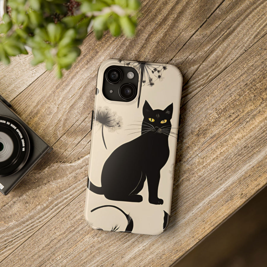 Tough iPhone Case - Black Cats and Dandelions