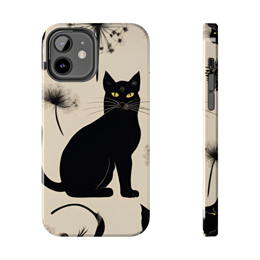 Tough iPhone Case - Black Cats and Dandelions