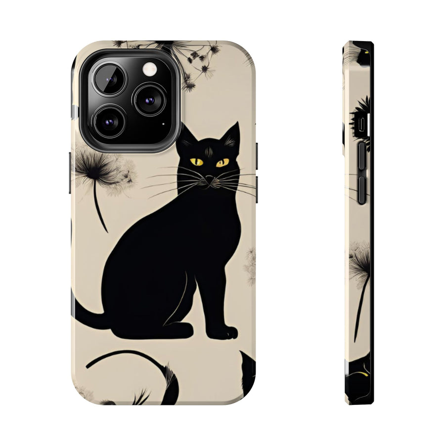 Tough iPhone Case - Black Cats and Dandelions