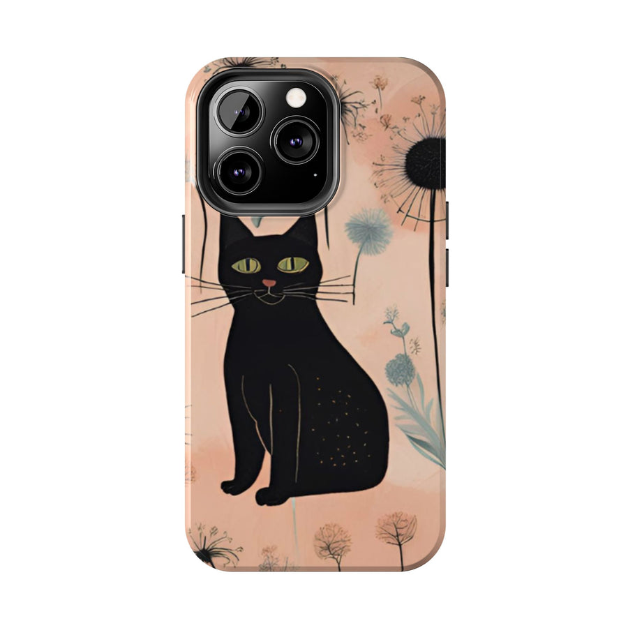 Tough iPhone Case - Black Cats and Dandelions