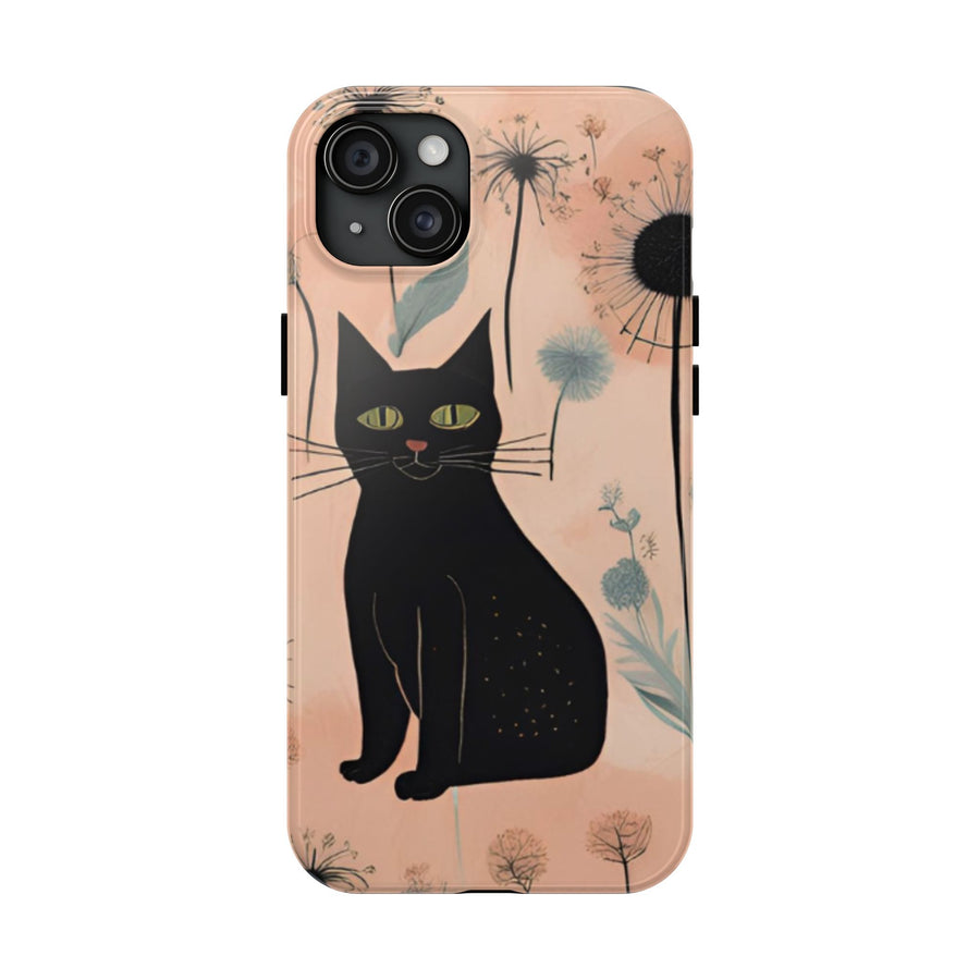 Tough iPhone Case - Black Cats and Dandelions