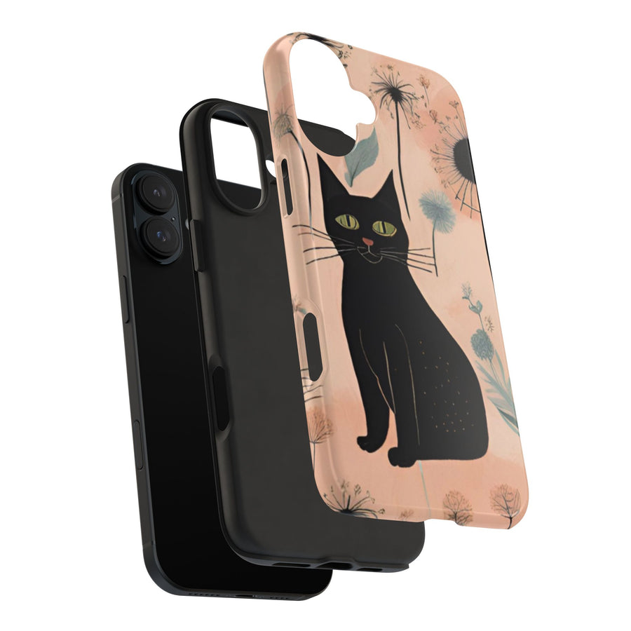 Tough iPhone Case - Black Cats and Dandelions