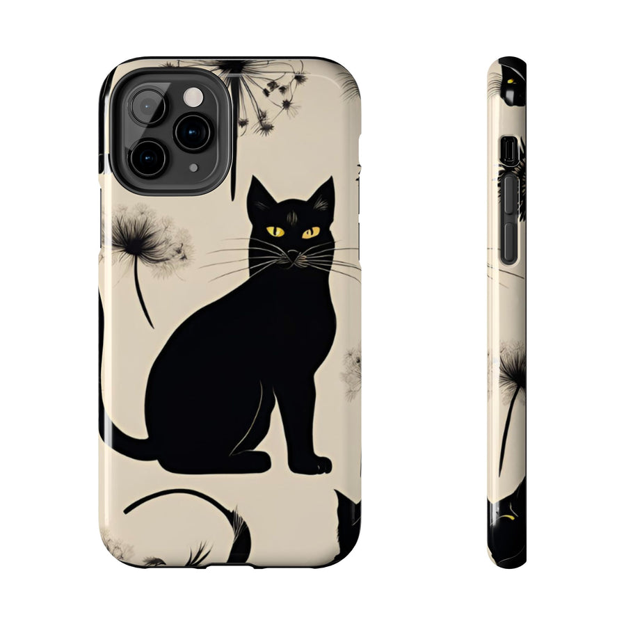 Tough iPhone Case - Black Cats and Dandelions