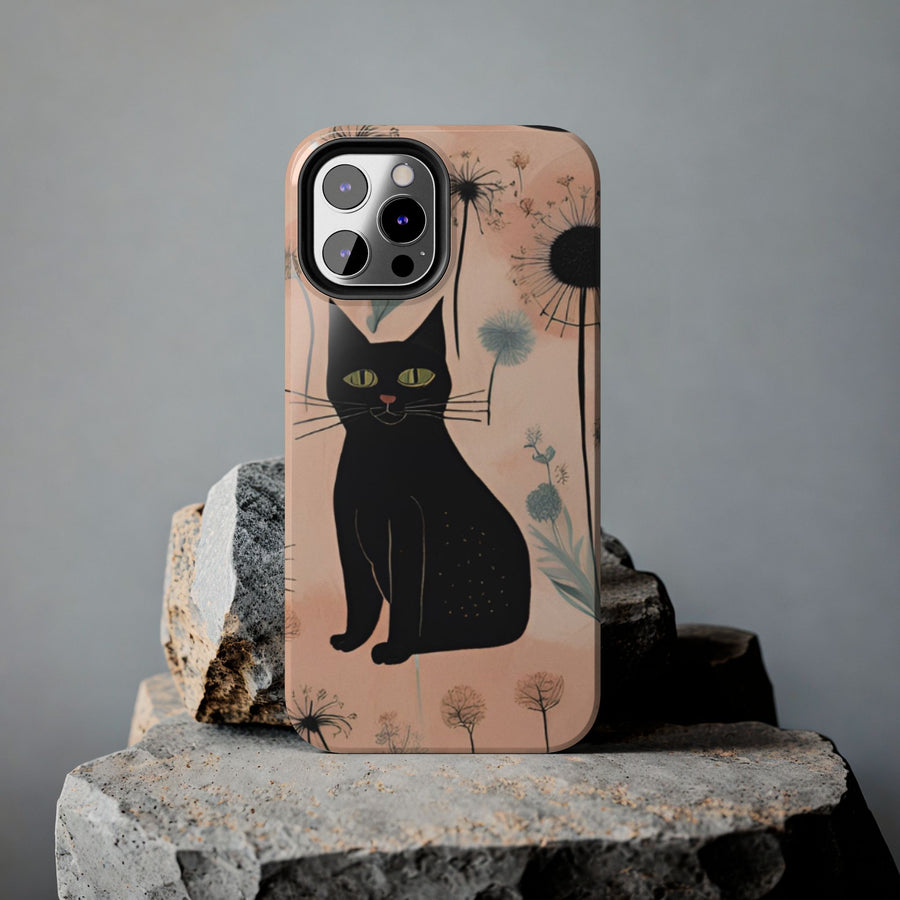 Tough iPhone Case - Black Cats and Dandelions