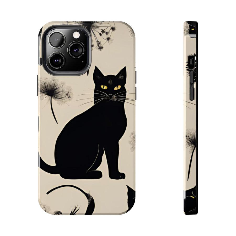 Tough iPhone Case - Black Cats and Dandelions