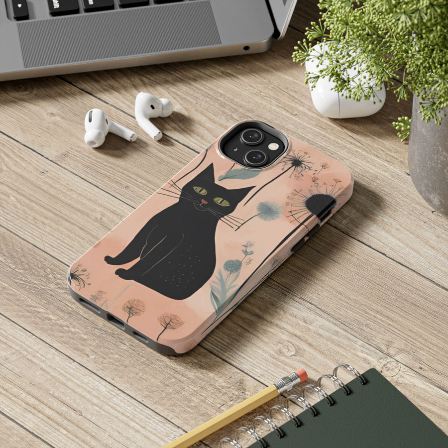 Tough iPhone Case - Black Cats and Dandelions