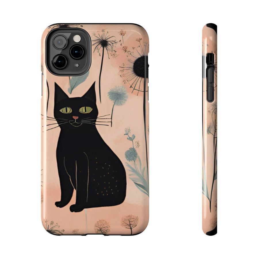 Tough iPhone Case - Black Cats and Dandelions