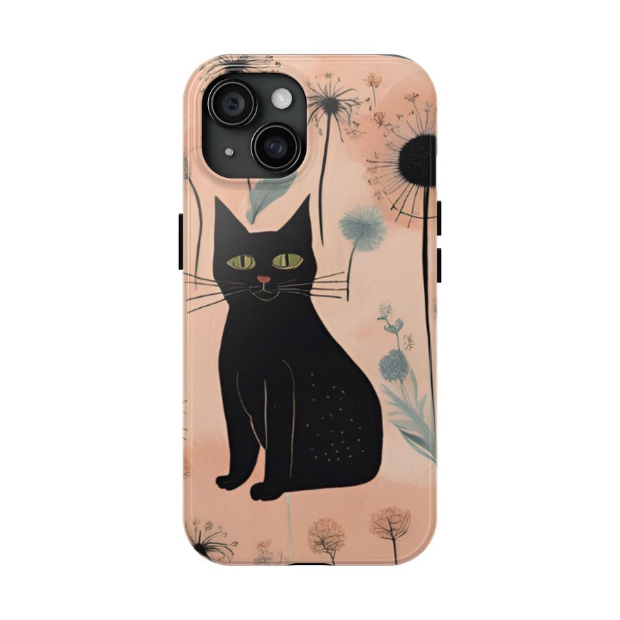 Tough iPhone Case - Black Cats and Dandelions