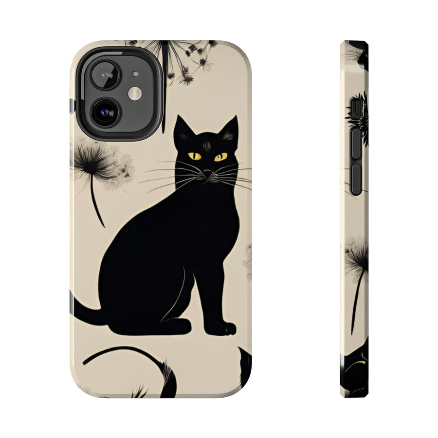 Tough iPhone Case - Black Cats and Dandelions