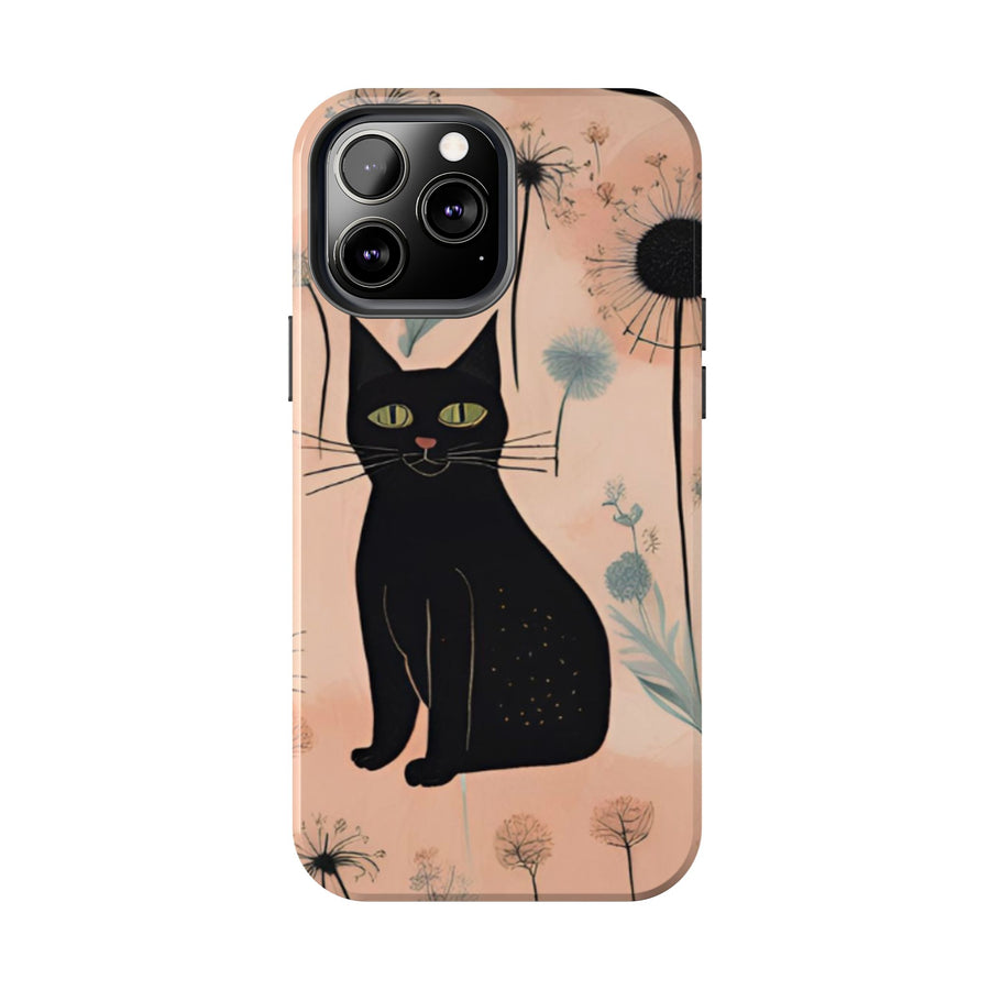 Tough iPhone Case - Black Cats and Dandelions