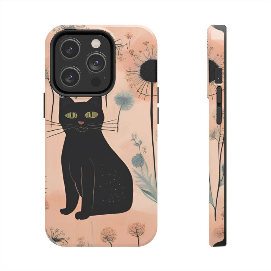 Tough iPhone Case - Black Cats and Dandelions