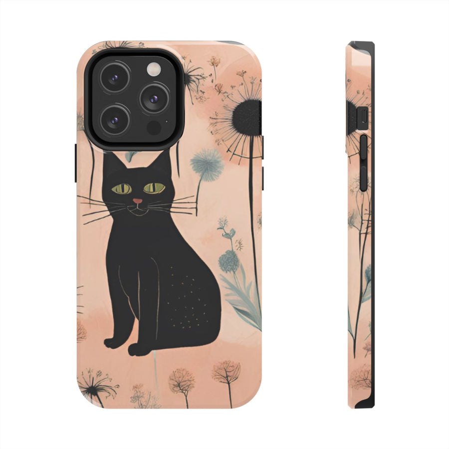 Tough iPhone Case - Black Cats and Dandelions