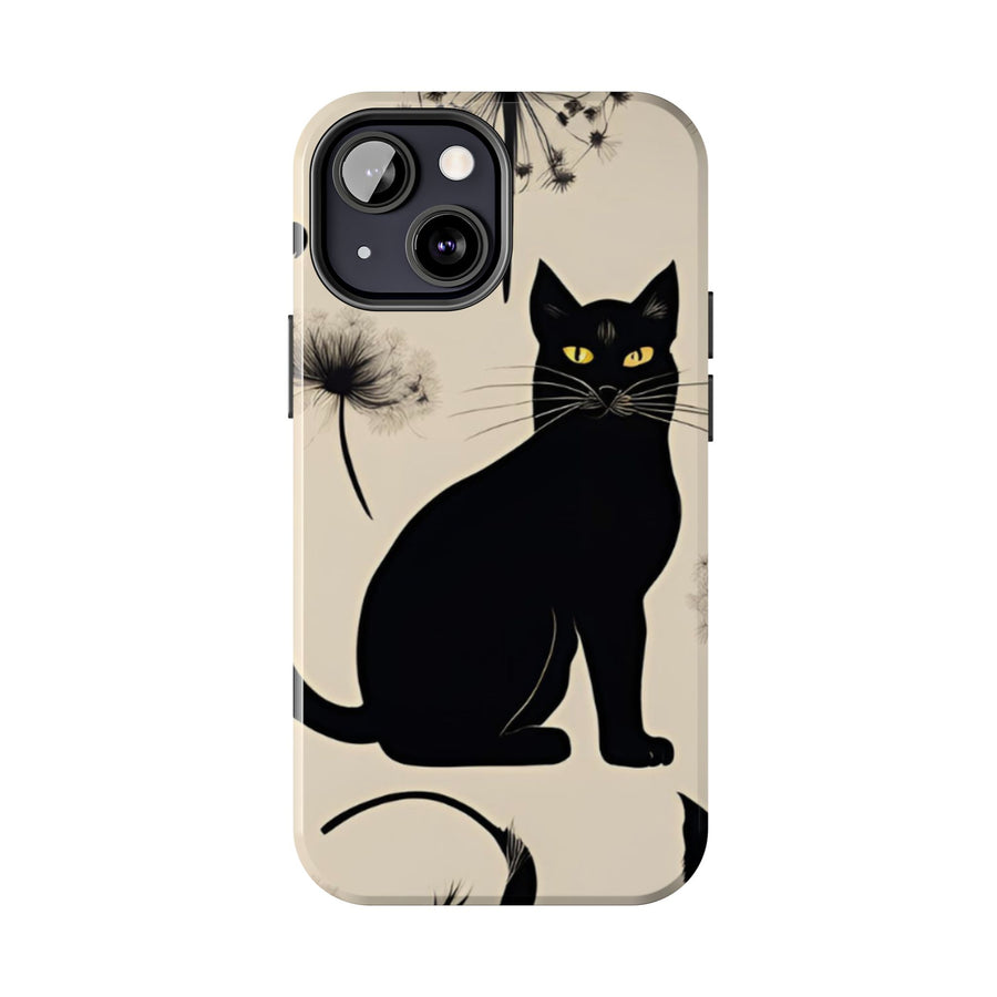 Tough iPhone Case - Black Cats and Dandelions