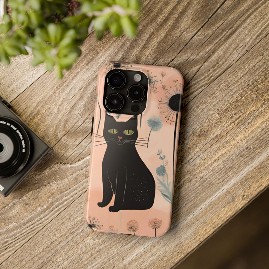 Tough iPhone Case - Black Cats and Dandelions