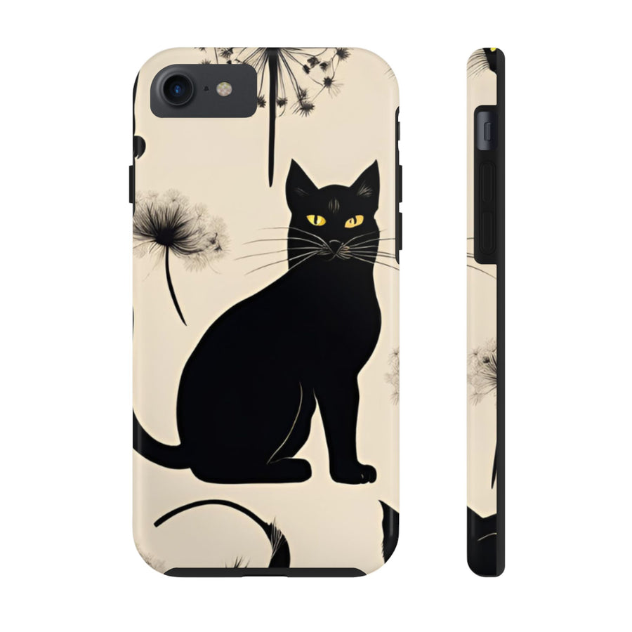 Tough iPhone Case - Black Cats and Dandelions