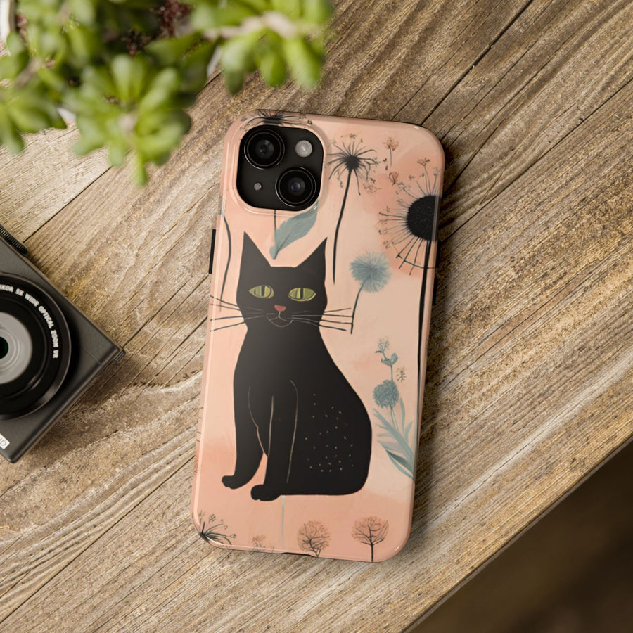 Tough iPhone Case - Black Cats and Dandelions