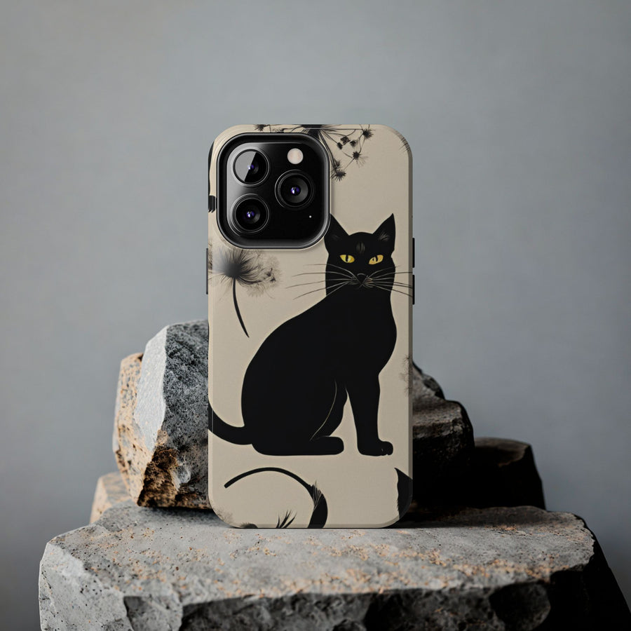 Tough iPhone Case - Black Cats and Dandelions