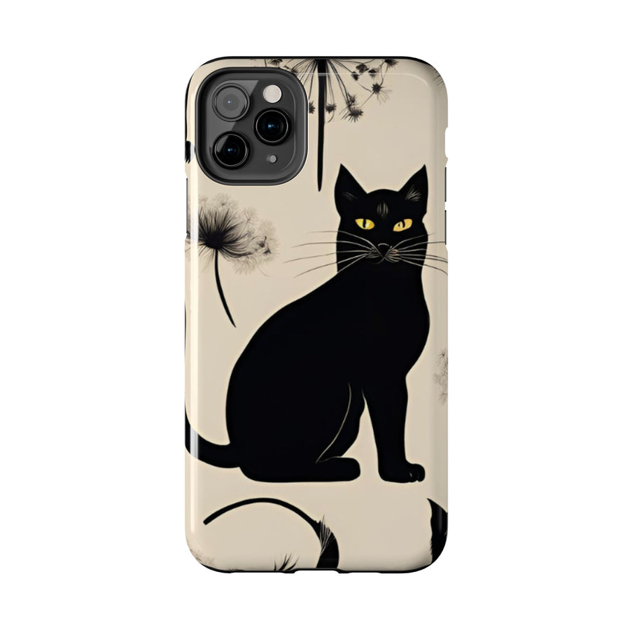 Tough iPhone Case - Black Cats and Dandelions