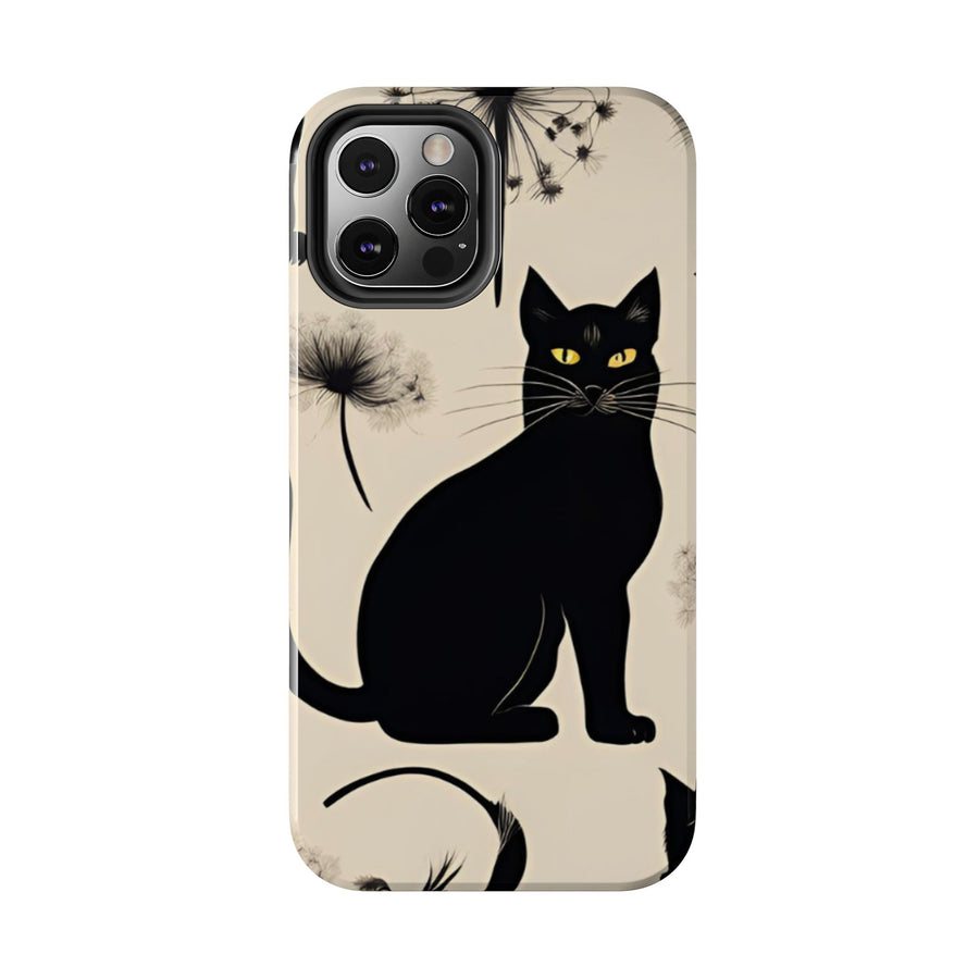 Tough iPhone Case - Black Cats and Dandelions