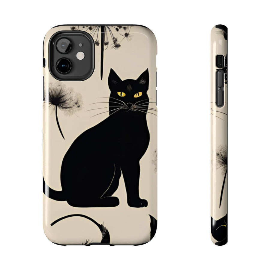 Tough iPhone Case - Black Cats and Dandelions