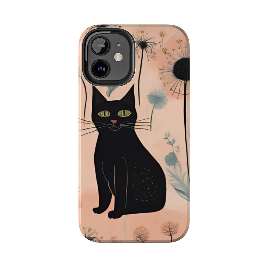 Tough iPhone Case - Black Cats and Dandelions