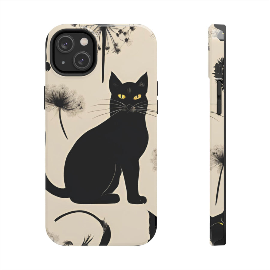 Tough iPhone Case - Black Cats and Dandelions