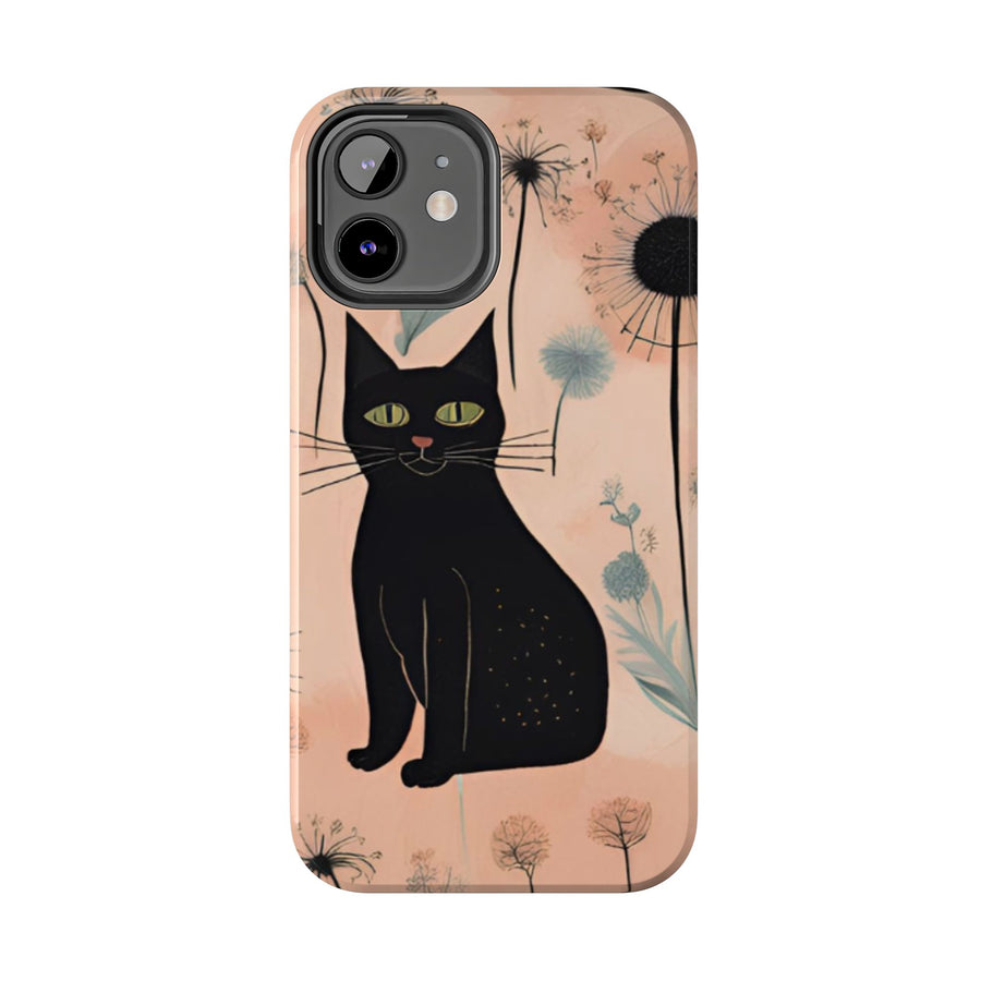 Tough iPhone Case - Black Cats and Dandelions