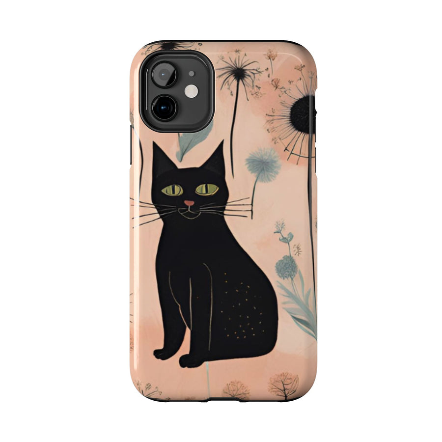 Tough iPhone Case - Black Cats and Dandelions