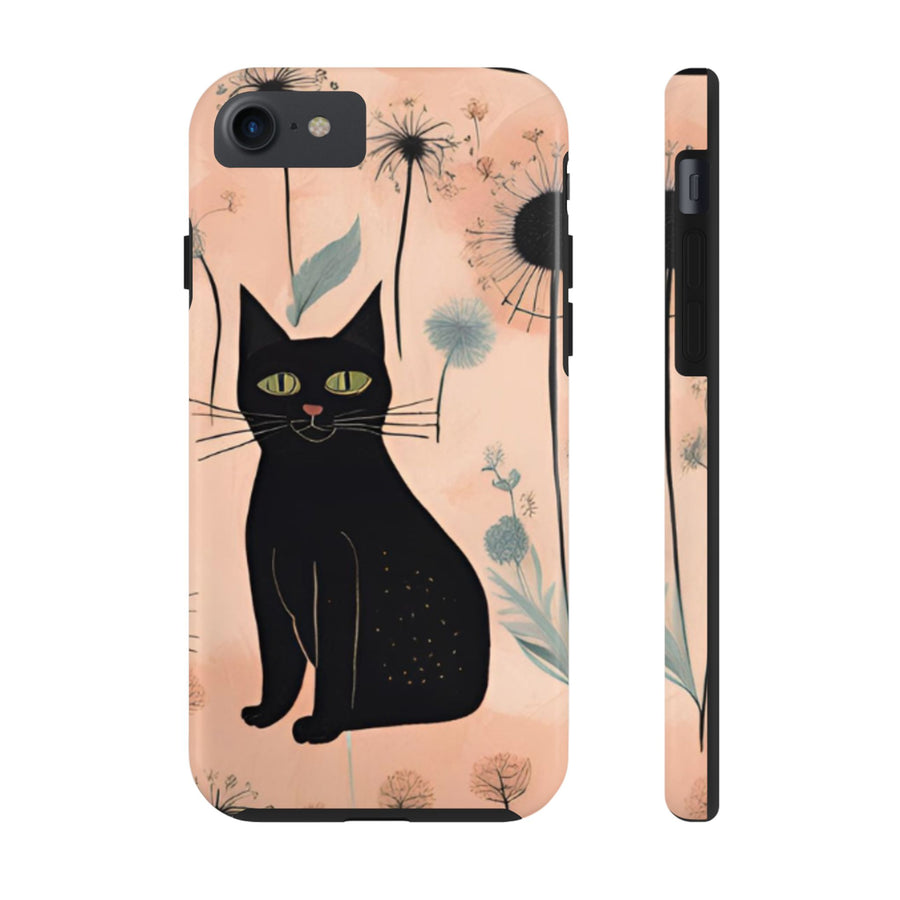 Tough iPhone Case - Black Cats and Dandelions