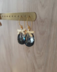 18K Gold Plated Dragonfly Earrings with Black Diamond Drops