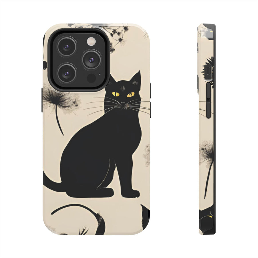 Tough iPhone Case - Black Cats and Dandelions