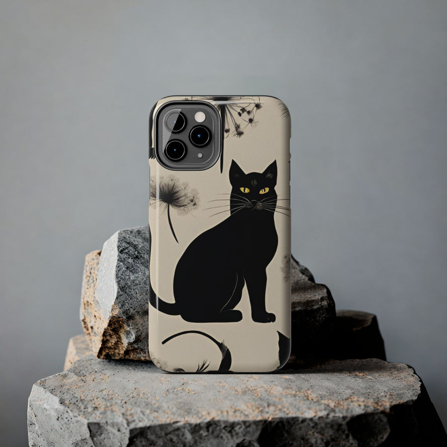 Tough iPhone Case - Black Cats and Dandelions