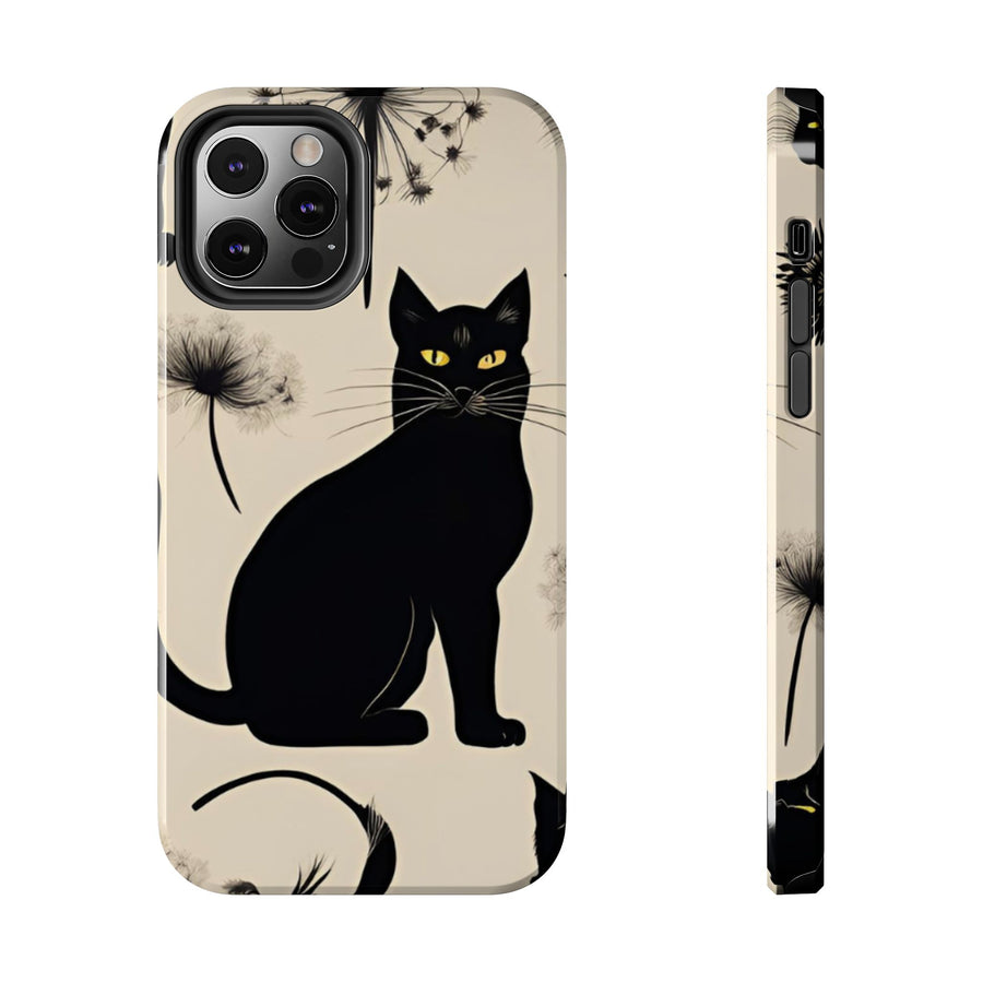 Tough iPhone Case - Black Cats and Dandelions