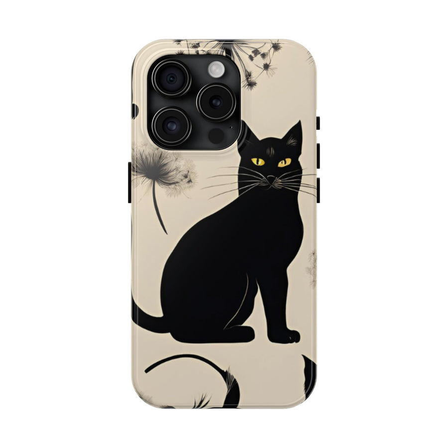 Tough iPhone Case - Black Cats and Dandelions