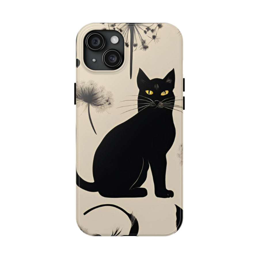 Tough iPhone Case - Black Cats and Dandelions