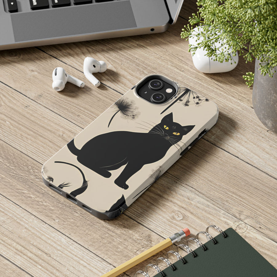 Tough iPhone Case - Black Cats and Dandelions