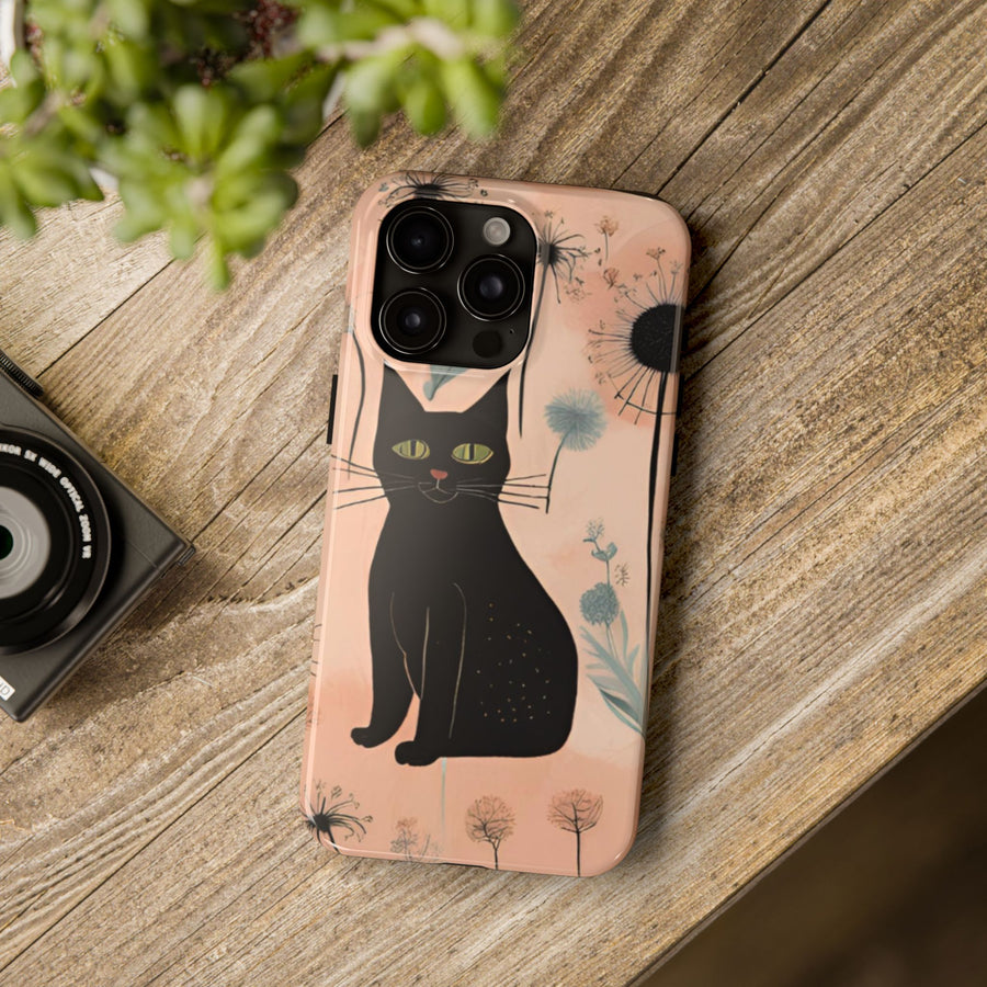 Tough iPhone Case - Black Cats and Dandelions