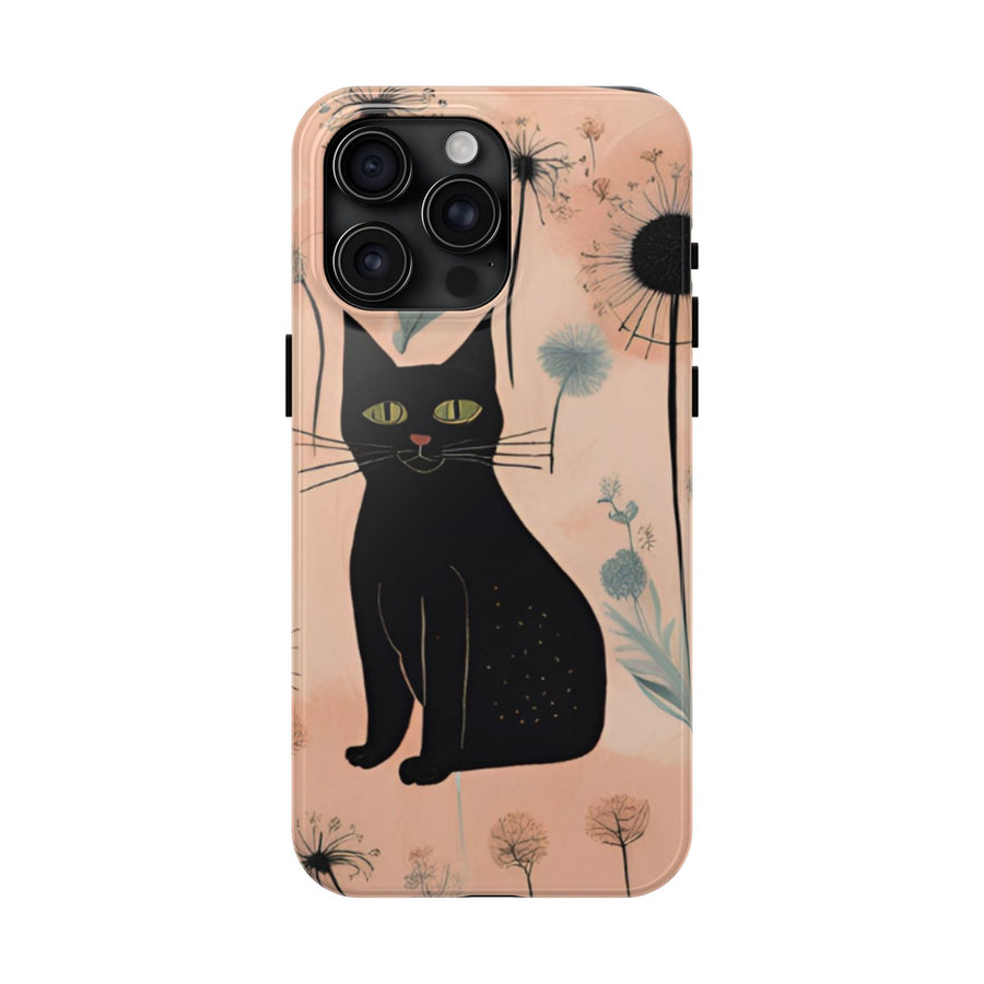 Tough iPhone Case - Black Cats and Dandelions